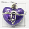 Brass Prayer Box Pendants, Enamel, Heart, Platinum, Indigo, 18x18x15mm, Hole: 4x6mm