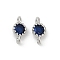 Brass Cubic Zirconia Flat Round Connector Charms, Rack Plating, Long-Lasting Plated, Platinum, Prussian Blue, 9x4.5~5x3mm, Hole: 1mm