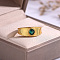 Brass Pave Green Cubic Zirconia Finger Rings, Golden, 8mm, US Size 9(18.9mm)