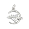 Brass Micro Pave Cubic Zirconia Pendants, Moon Charms, Long-Lasting Plated, Rack Plating, Lead Free & Cadmium Free, with Jump Ring, Platinum, 15x15x7.5mm, Hole: 3.5mm
