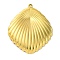 Ion Plating(IP) 304 Stainless Steel Pendants, Shell Charm, Real 18K Gold Plated, 38x32x4mm, Hole: 1.6mm