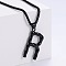 Stylish Stainless Steel Initial Pendant Necklaces, Black, Letter R