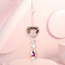 Wire Wrapped Natural Tourmaline Heart with Tree of Life Pendant Decorations, Glass Teardrop Tassel Suncatchers for Window Hanging Ornaments, 375mm