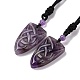 Natural Amethyst Sailor's Knot Pendant Necklace with Nylon Cord for Women NJEW-E091-02C-1
