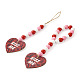 4Pcs 2 Style Valentine's Day Theme Schima Wood Beads & Hemp Rope Pendants Decorations HJEW-EL0001-10B-2