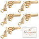 Beebeecraft 8Pcs/Box Gun Charm 18K Gold Plated Revolver Pistol Weapon Dangle Pendants Craft Supplies with Cubic Zirconia for DIY Bracelet Jewelry Finding Making FIND-BBC0001-35-1