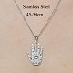 201 collier pendentif main de Hamsa creuse en acier inoxydable avec oeil NJEW-OY001-78-3
