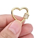 Brass Micro Pave Clear Cubic Zirconia Screw Carabiner Lock Charms ZIRC-E164-07G-4