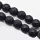 Facettes rondes en pierre noire naturelle perles brins G-E302-066-6mm