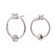 Rhodium Plated 925 Sterling Silver Micro Pave Cubic Zirconia Stud Earring Findings STER-F041-67P-3