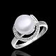 Brass Round Imitation Pearl Finger Rings For Party RJEW-BB10291-8-2