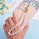 Natural Malaysia Jade & 304 Stainless Steel Round Beaded Mobile Straps HJEW-SW00043-05-4