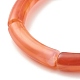 3Pcs 3 Color Imitation Gemstone Acrylic Curved Tube Beaded Stretch Bracelets Set BJEW-JB07981-6