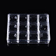 長方形ポリスチレン プラスチック ビーズ保存容器  12個の正方形の小さな箱で  透明  容器：16.5x12.5x2.5cm  小箱：4x4x2.2cm  インナーサイズ：3.4x3.4センチメートル CON-N011-045-1