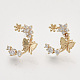 Brass Micro Pave Clear Cubic Zirconia Stud Earrings EJEW-T007-14G-NF-2