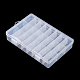 プラスチックビーズ収納ケース  調整可能な仕切りボックス  取り外し可能な24コンパートメント  長方形  透明  21x14x3.6cm CON-Q026-03A-1