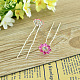 Lady's Hair Accessories Silver Color Plated Iron Rhinestone Flower Hair Forks PHAR-S194-07-1