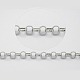 210MM Platinum Tone Iron Round Link Cross Chain Bracelet Making X-BJEW-Q103-N-2