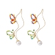 Glass Beaded Butterfly Cuff Earrings with Acrylic Pearl EJEW-JE04828-3
