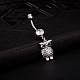 Piercing Jewelry Real Platinum Plated Brass Rhinestone Owl Navel Ring Belly Rings AJEW-EE0001-64-2