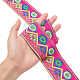 刺繍チロリアンテープ  ジャカードリボン  服飾材料  花柄  ショッキングピンク  2インチ（50mm）  7 m /ロール OCOR-WH0064-13C-3