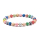 2Pcs 2 Size Natural Wood Round Beaded Stretch Bracelets Set for Kid and Parent BJEW-JB08568-5