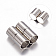 Column 304 Stainless Steel Magnetic Clasps with Glue-in Ends X-STAS-I026-01-1