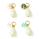Colgante de perlas de imitación de plástico abs y flores acrílicas PALLOY-JF02250-1
