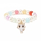 Candy Color Round Beaded Stretch Bracelet with Enamel Charm for Kid BJEW-JB07637-3