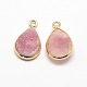 Electroplate Natural Druzy Crystal Charms G-A124-06-2