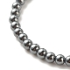 4pcs 4 bracelets extensibles en perles rondes en hématite synthétique de couleur sertis de zircone cubique BJEW-JB07798-6