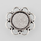 Tibetan Style Antique Silver Alloy Flower Tray Cabochon Settings TIBE-M021-05AS-1