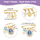 8Pcs 2 Style Alloy Enamel Cross & Resin Princess & Acrylic Bowknot Charms Safety Pin Brooches JEWB-AB00009-2