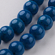 Chapelets de perles en fossiles naturelles teintées G-E328-4mm-09-2