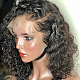 短い巻き毛のかつら  黒人女性用のレースフロントウィッグ  合成かつら  耐熱高温繊維  ブラック  16インチ（40.6cm） OHAR-L010-045-4