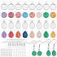 CHGCRAFT 64sets Flat Round Teardrop Resin Cabochons Sparkling Drop Earrings Making Kit Cabochons Setting With 70pcs Earrings Wire 100pcs Hooks Ear Nuts 100pcs Jump Rings 10-12x3-9mm DIY-CA0003-61-1
