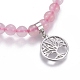 Bracelets en quartz rose naturel avec breloque BJEW-I275-B01-3