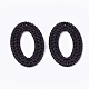 アクリルパーツ  模造ラタン編み風  オーバル  ブラック  44x30.5x3.5mm  穴：1.5mm OACR-T010-05E-2