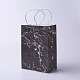 クラフト紙袋  ハンドル付き  ギフトバッグ  ショッピングバッグ  長方形  大理石のテクスチャ模様  ブラック  33x26x12cm CARB-E002-L-E02-1