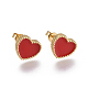 Brass Enamel Stud Earrings EJEW-F201-01G-02-1
