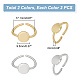 Unicraftale 4 pz 2 colori anelli vuoti anello aperto circa 17.1 mm anelli a cupola ottone piatto rotondo anello polsino aperto design contorto anello con sigillo per le donne anello in platino dorato gioielli semplici RJEW-UN0002-43-3