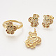 Brass Cubic Zirconia Pendants & Stud Earrings & Adjustable Rings Jewelry Sets SJEW-S043-01-1