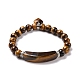 Bracelets de perles en œil de tigre naturel avec breloque BJEW-K164-B06-1