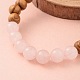 Bracelets extensibles en perles rondes en bois BJEW-JB02135-01-2