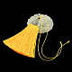 Décorations de pendentif pompon en polyester avec des accessoires en plastique CCB d'argent antique AJEW-R054-14-1