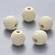 Painted Natural Wood Beehive European Beads WOOD-Q040-019A-A08-1