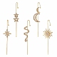 5 pièces 5 style soleil et lune et serpent et étoile boucle d'oreille EJEW-SZ0001-70-1