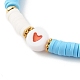 Ensembles de bracelets extensibles de perles heishi en argile polymère pour la saint valentin BJEW-JB06298-01-9