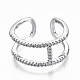 Латунные кольца из манжеты с прозрачным цирконием RJEW-S045-020P-NR-3
