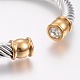 Bracelets manchettes bracelets jonc avec boule en 304 acier inoxydable BJEW-H570-22GP-3